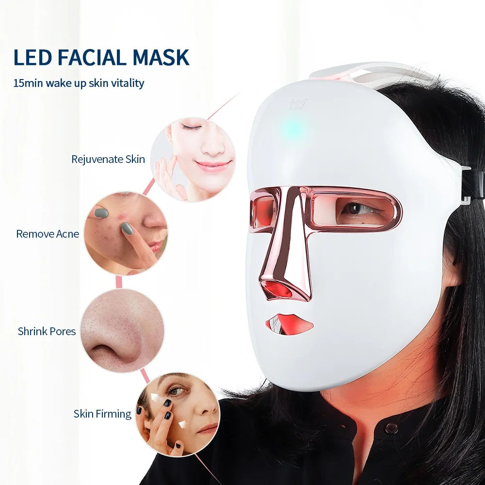 Face Beauty Mask 7 Colors , Light LED Mask , Photon Red Light, Facial Skin Care Repair, Skin Anti Aging, Wrinkle Skin Tightening