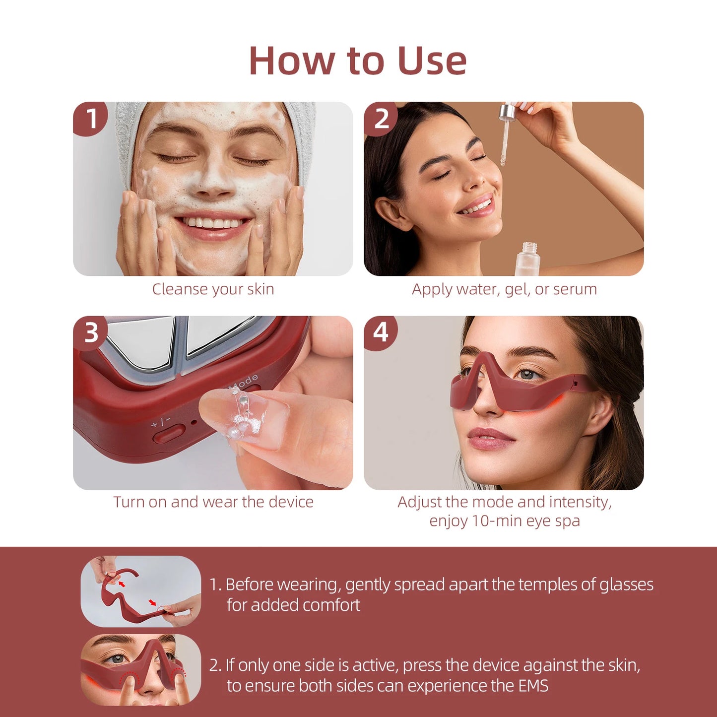 Under-Eye Massager, 3D Anti-Aging, EMS Eyes Relaxation, Remove Dark Circles