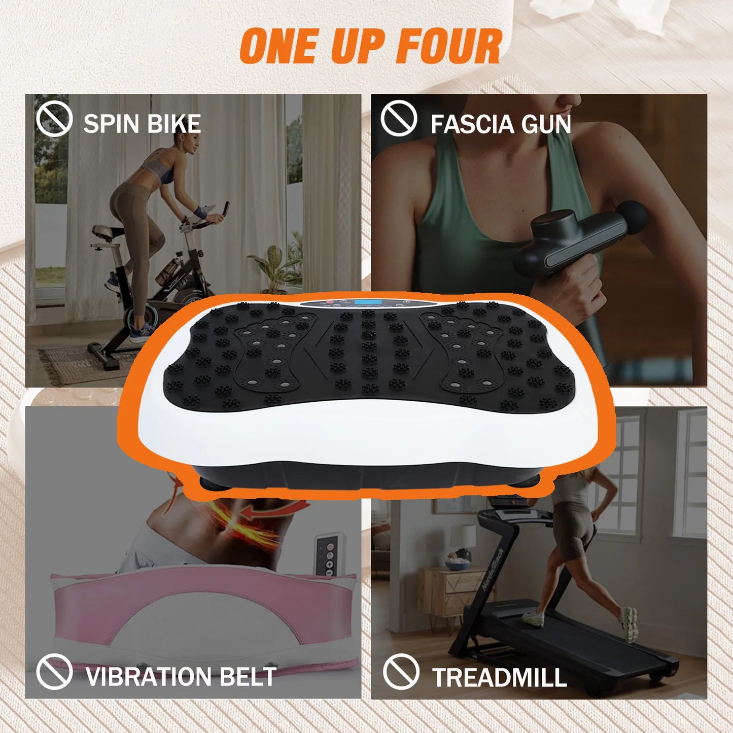 Full-Body Vibration Plate, Exercise Equipment Workout 330lbs, with Resistance Bands Remote Control