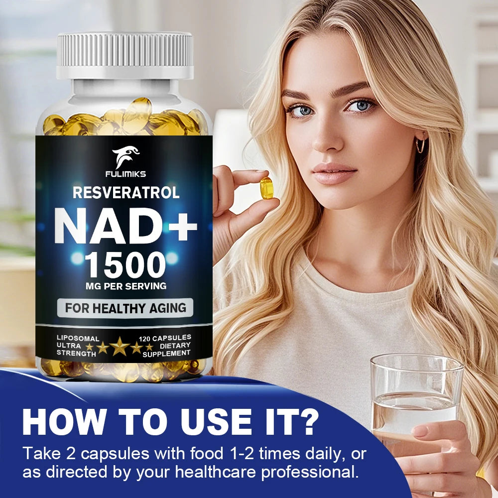 NAD+ and Resveratrol Supplement, Help Support Cell Regeneration, Natural Energy, Focus and Memory