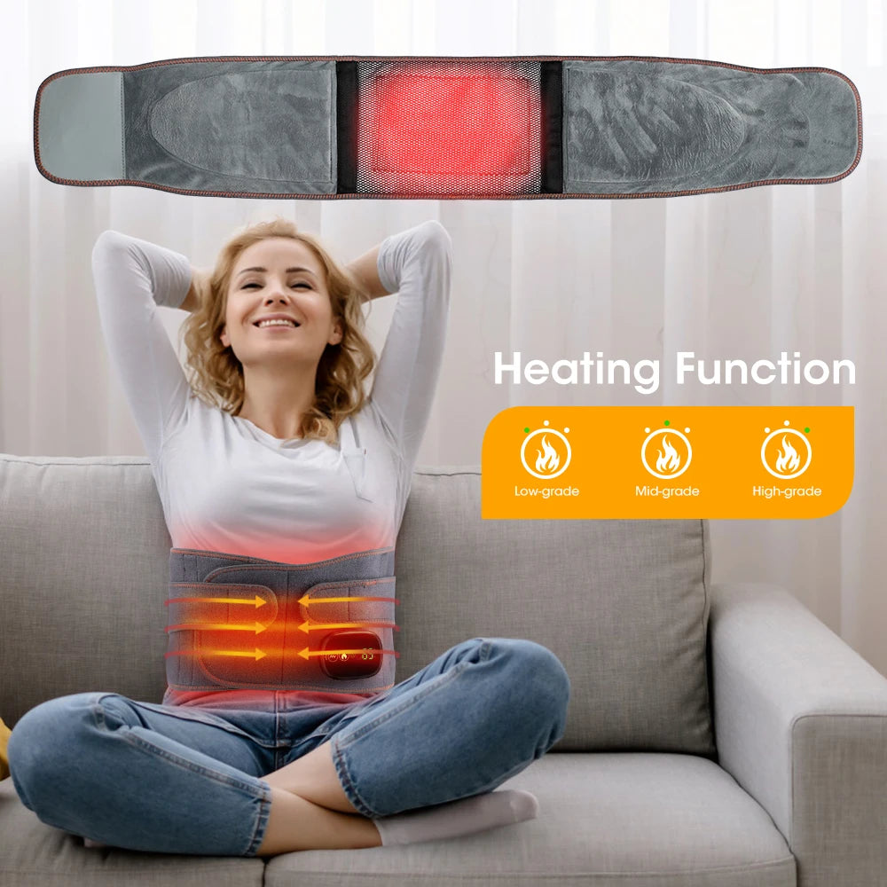 Heating Vibration Massager Belt, Red Light Hot Compress, Waist Support Brace with Massage,