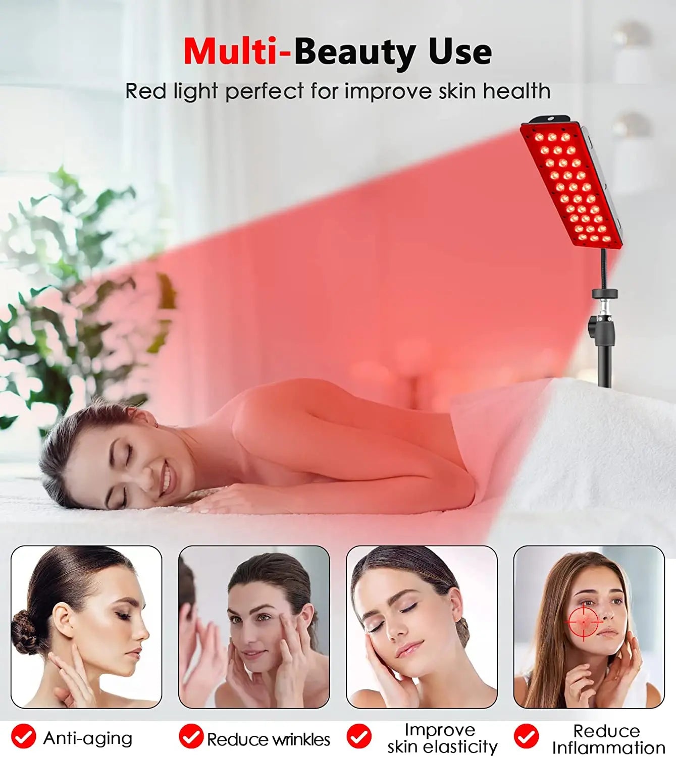 Red Light Therapy Lamp For Full Body, Stress Relief Daily Skin Care 660nm 850nm