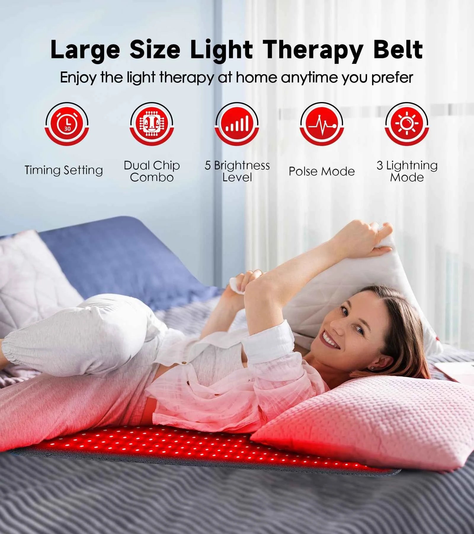 Updated! Red Light Therapy Heating Pad, Cushion Mat, Waist, Back, Shoulder, Muscle Pain Relief Relax Infrared Light