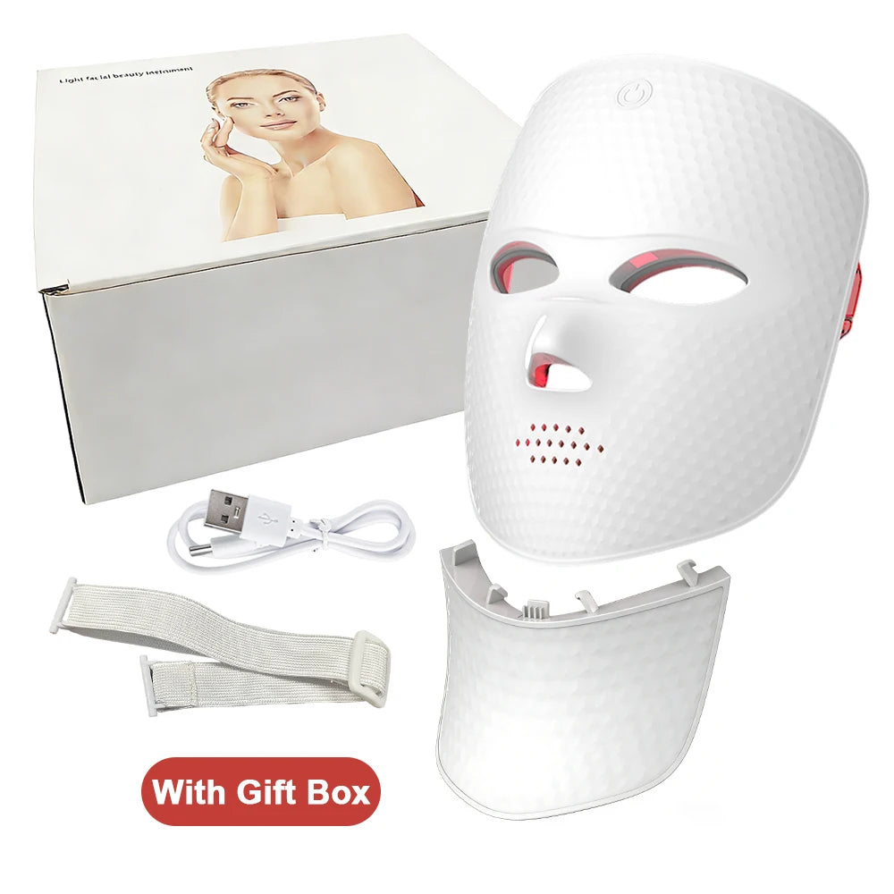 Wireless LED Face, & Neck Mask, Anti Aging Rejuvenation, Tighten Face, Neck Lifting, Whitening Beauty Device
