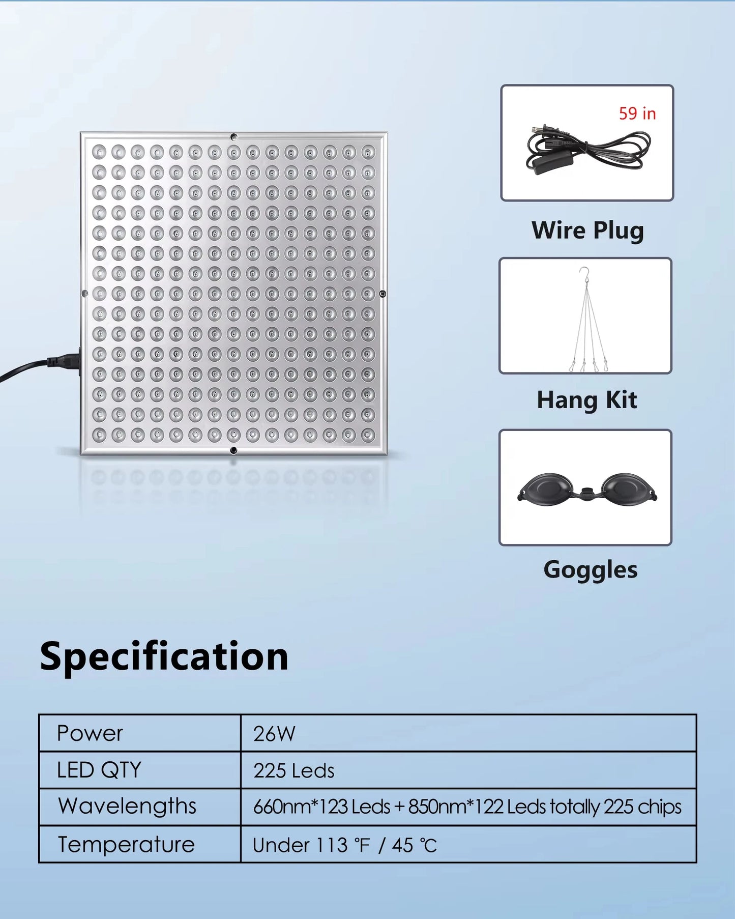 LED Red Light Therapy, Panel Lamp for Facial Anti Aging, Pain Relief Physical Therapy Tools