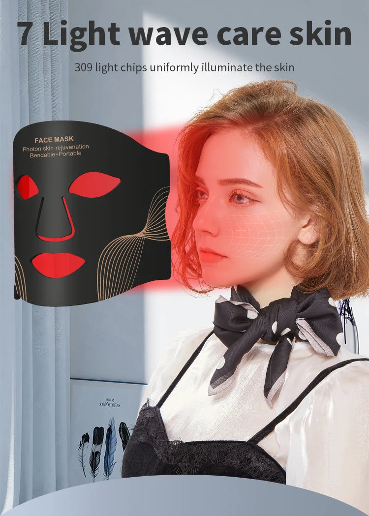 LED Face Mask/Neck Wireless, Portable Red Light Therapy for Anti-Aging, Wrinkles, Skin Rejuvenation,
