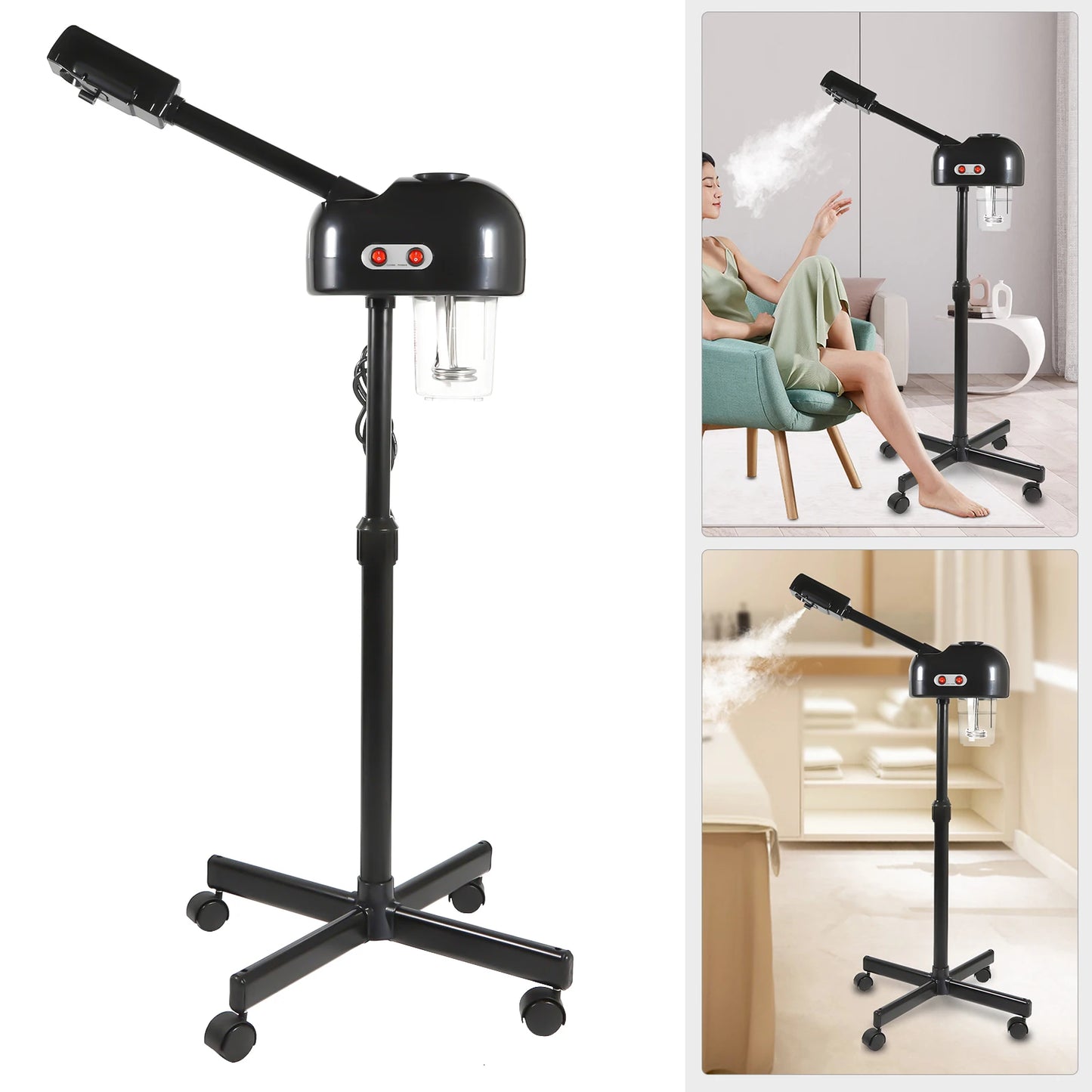 Facial Steamer, Height Adjustable Sprayer, 360° Rotatable, Movable Skin Care Equipment