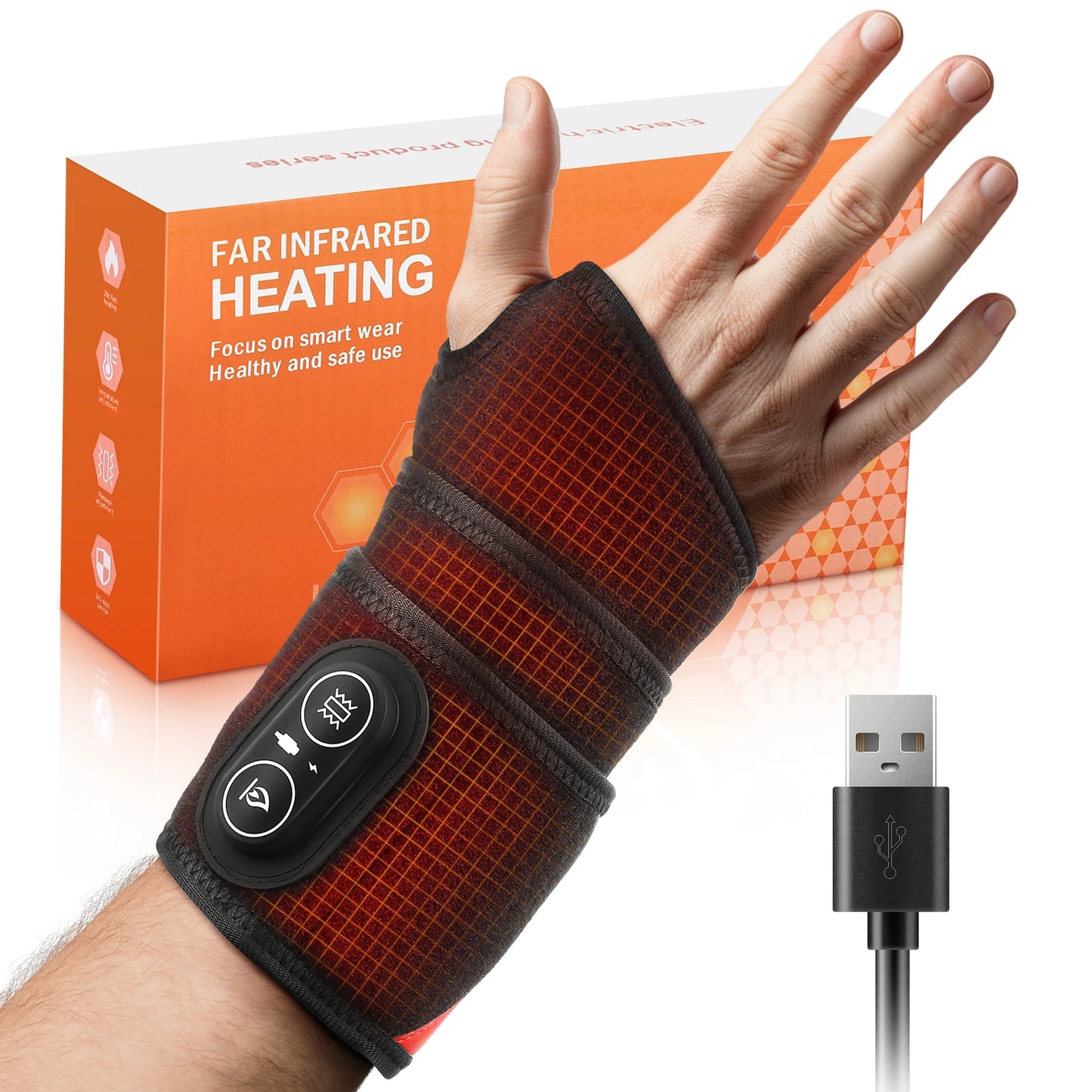 Wrist Red Light Therapy Wrap with Heat & Vibration, 660nm/850nm