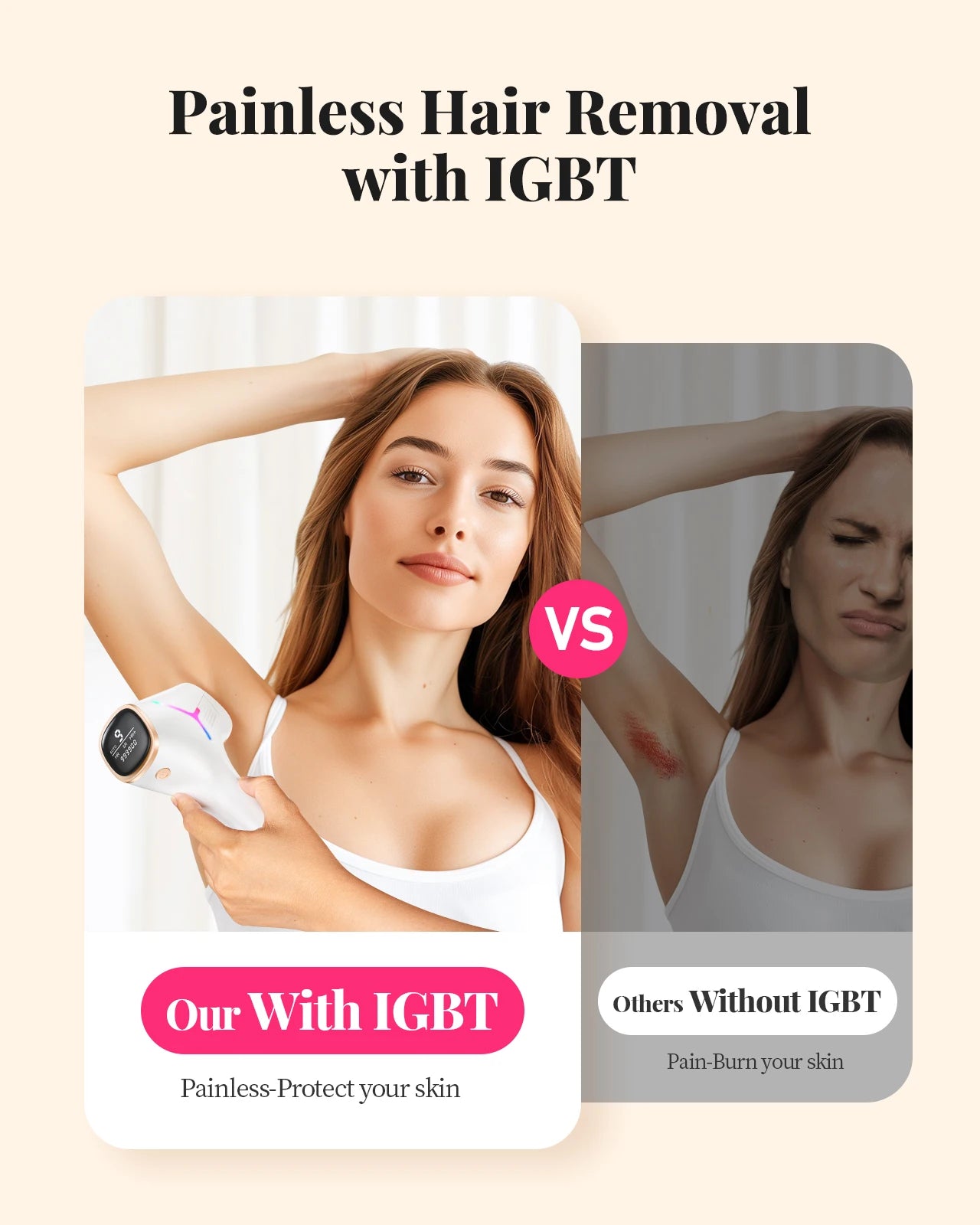 990000 Flashes Laser Hair Removal, UNISEX, Hair Removal, Body, Bikini, and Facial Areas, Painless, Permanent Hair Removal