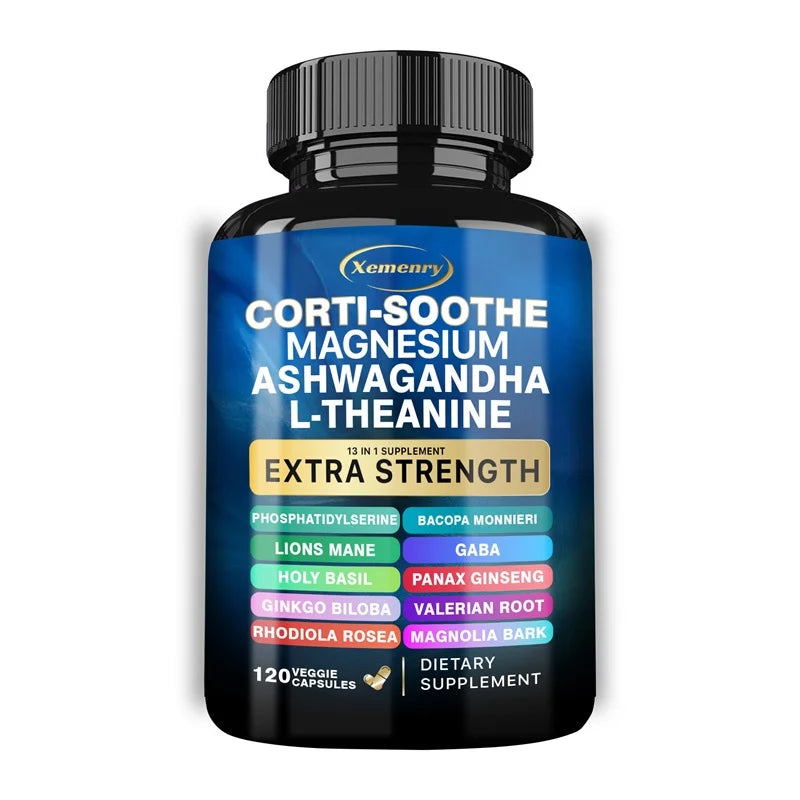 Corti-Soothe, Magnesium, Ashwagandha, and L-Theanine Supplement - Supports Adrenal Health, Regulates Cortisol, Promotes Relaxation, Increases Energy Levels