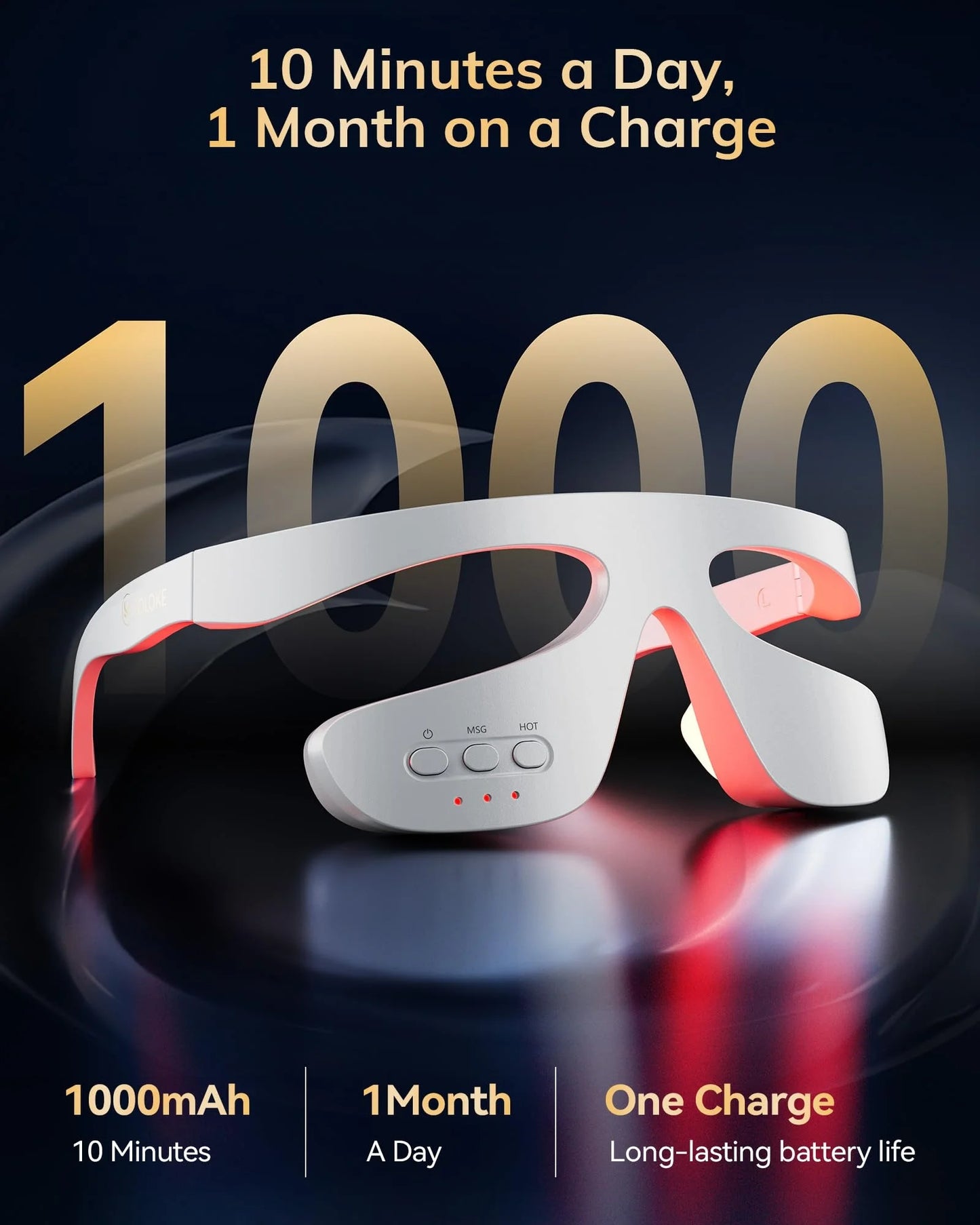 3D Eye Massager 630nm, Red Light Therapy Device, Treatment of Eye Bags & Dark Circles & Puffiness