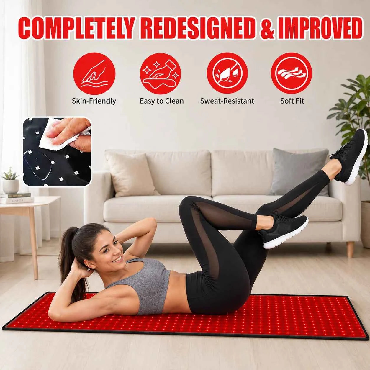 Red Light Therapy Mat, 660nm& 850nm, Adjustable Timer & Intensity