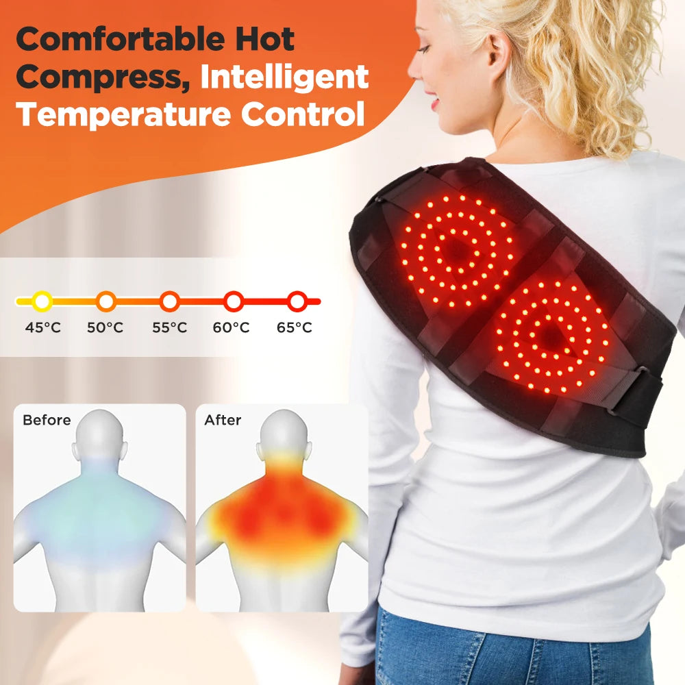 Heating Vibration Massager Belt, Red Light Hot Compress, Waist Support Brace with Massage,