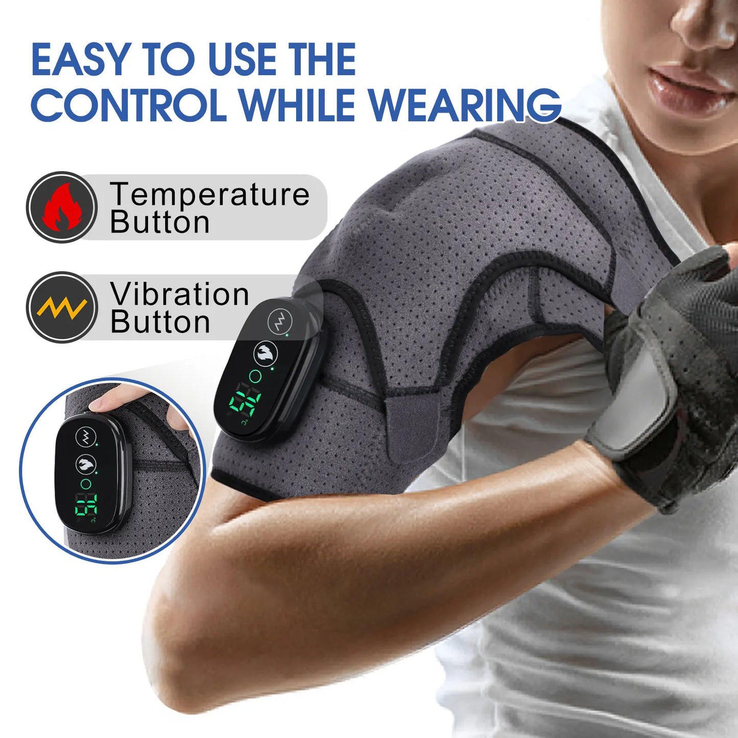 Electric Heating Shoulder Brace, LED Display, Vibration Shoulder Massage, Muscle Relaxation