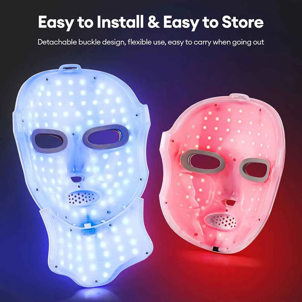 LED Face, and Neck Mask, Rechargeable, Anti-Wrinkle Skin Tightening, Whitening, Facial SPA Beauty Care Device