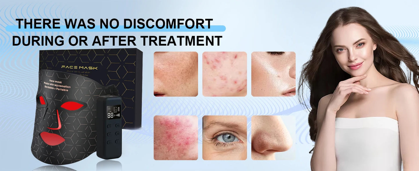 4 Modes Portable Led Face Mask, Light Therapy for Anti-Aging Wrinkles, Skin Rejuvenation,