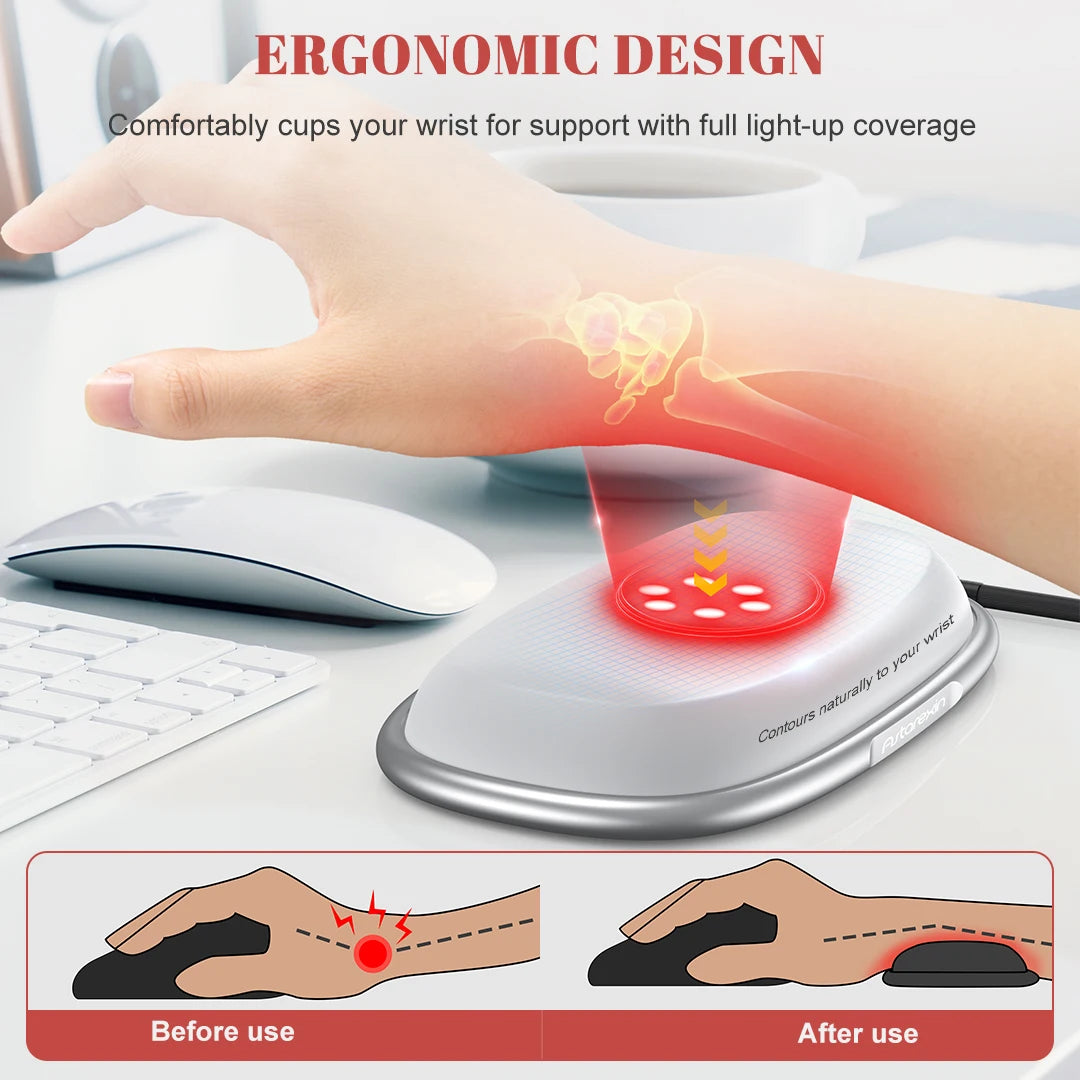 Astarexin Red Light Therapy Mouse Wrist Rest - 660NM & 850NM Touch-Activated