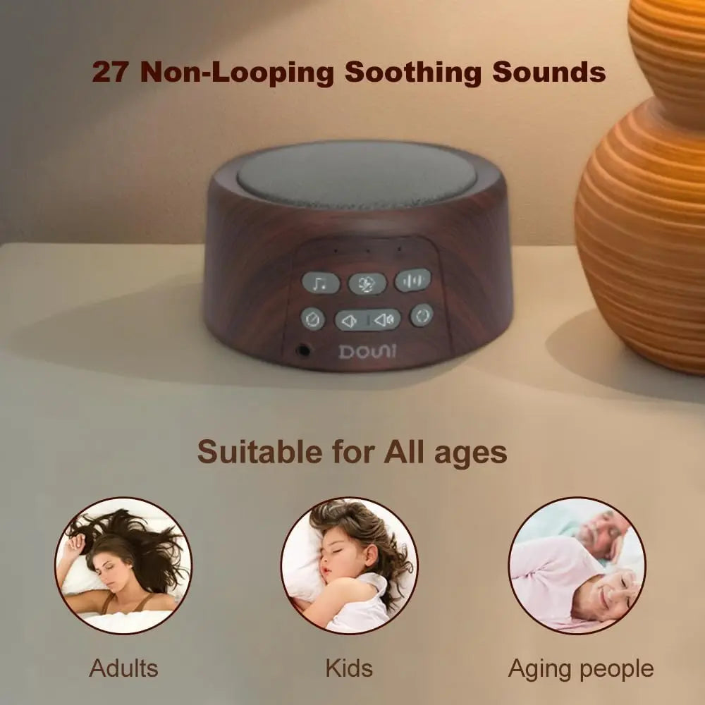 White Noise Machine, Wood Grain with 27 Soothing Sounds, Timer & Memory, Sleep Therapy at Home or Travel