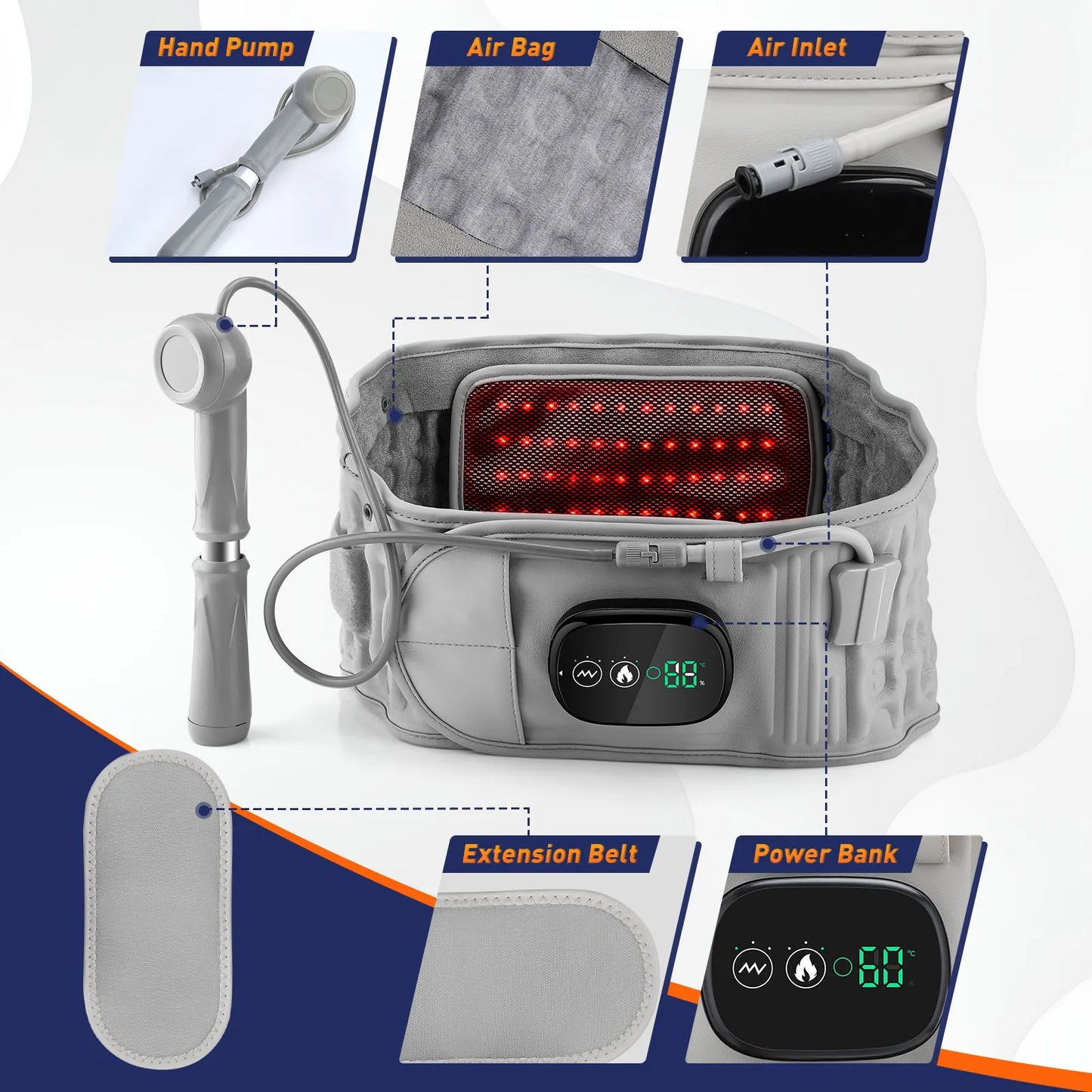 Infrared Heating Waist Massager, Electric Belt Vibration,