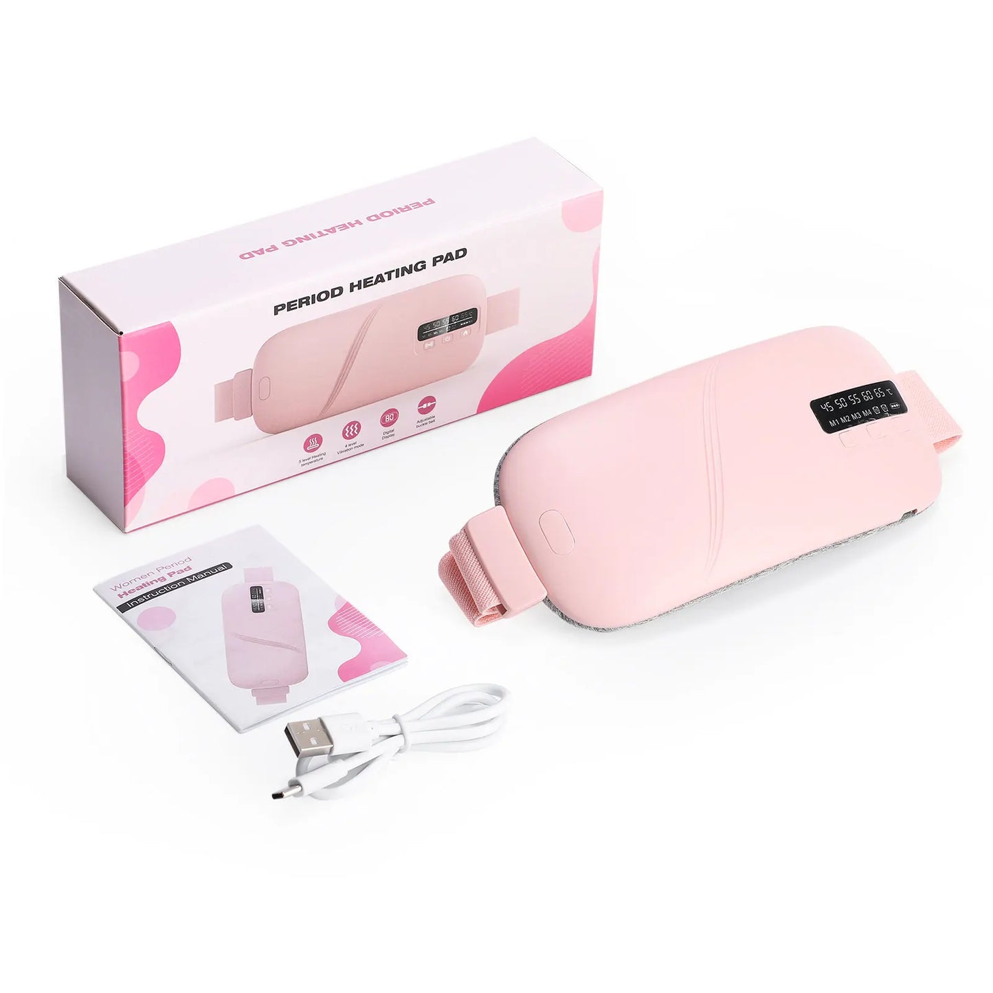 5 Modes, Electric Belt, Heating Vibration, Waist Massage, Balance Women Menstrual, Heating Pad for for Cramps Period Relief