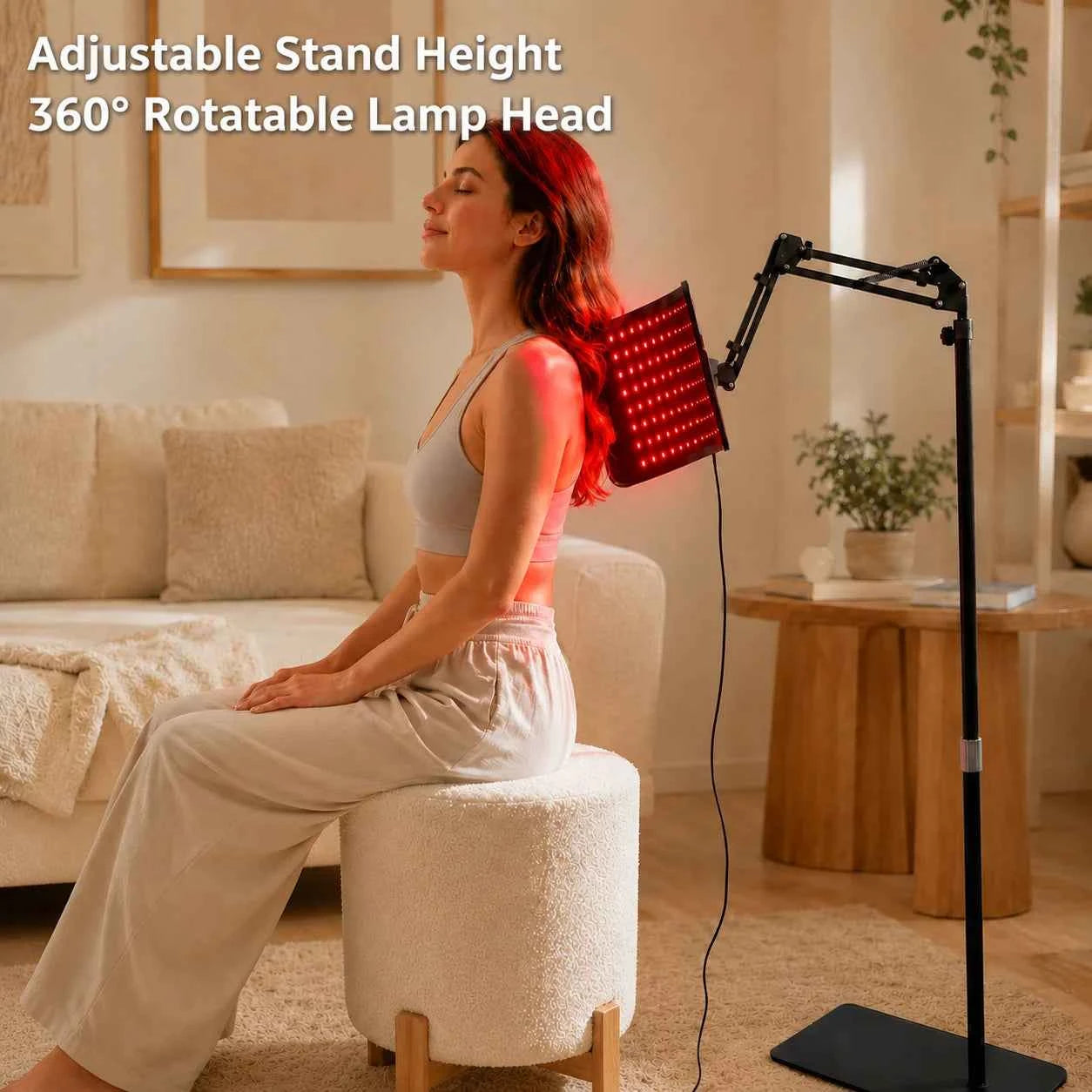 Red Light Lamp For Face and Body, Home Use 660nm 850nm, Near Infrared Light Panel, with Adjustable Stand with Timer