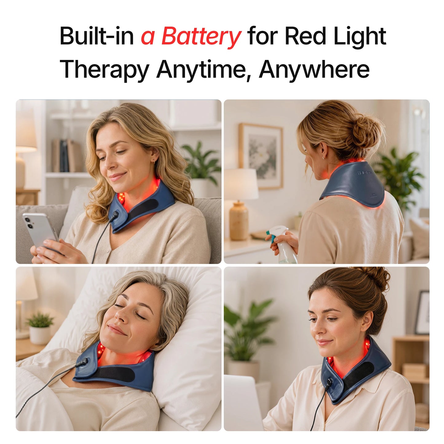 Portable Neck Pain Relief Device – 147 LED Red & Near-Infrared Light , 10Hz/40Hz Pulse Technology, 3000m Ah Battery