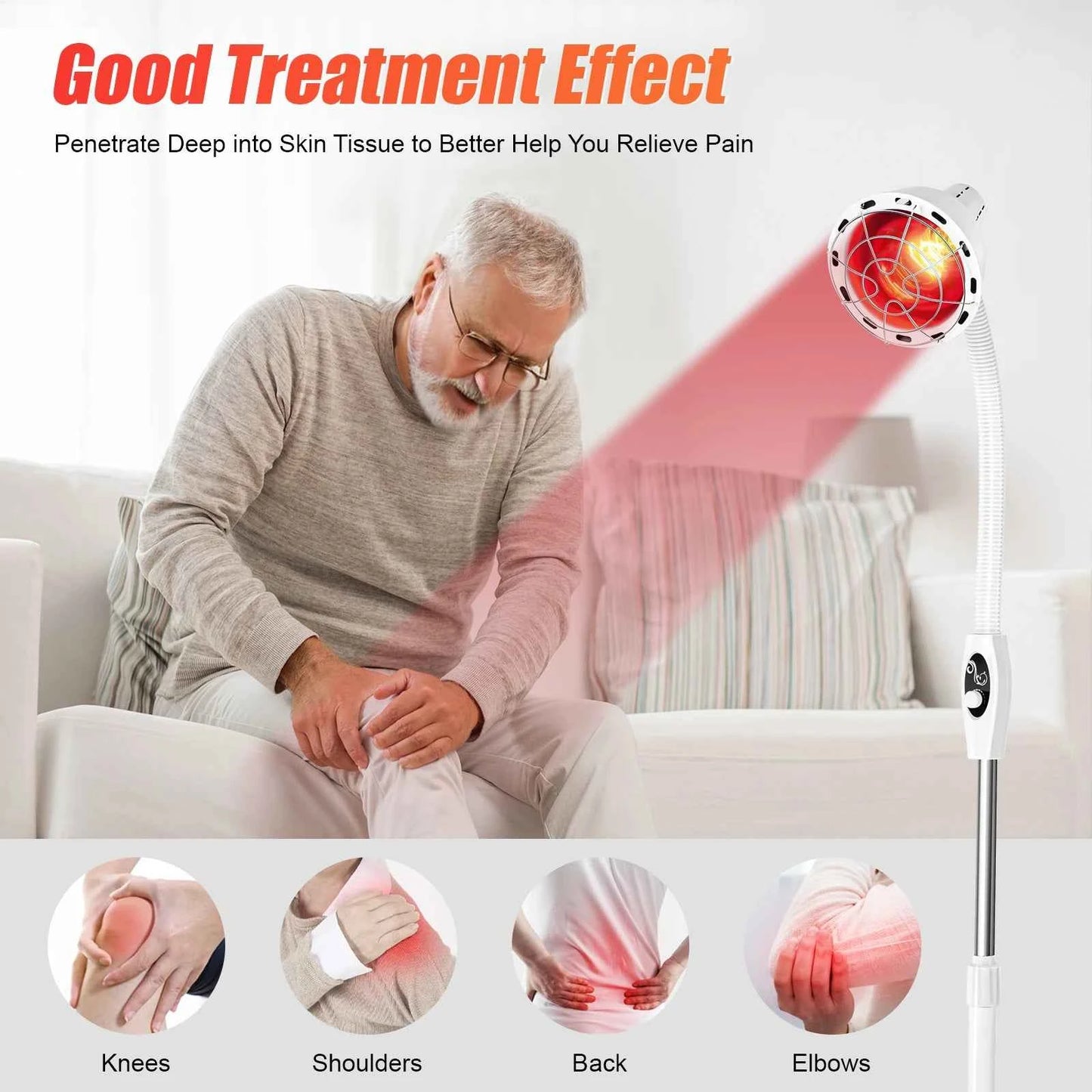 Adjustable Infrared Heat Lamp, for Muscle & Joint Pain Relief, 360° Rotatable Infrared Baking Light, 0-115℃ Temp Control