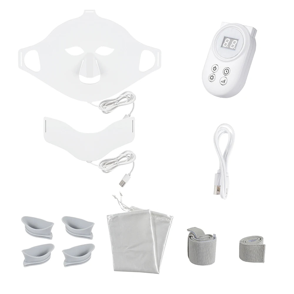 3D Flexible Silicone Facial Beauty Mask, Red Light Face & Neck, Wireless Use