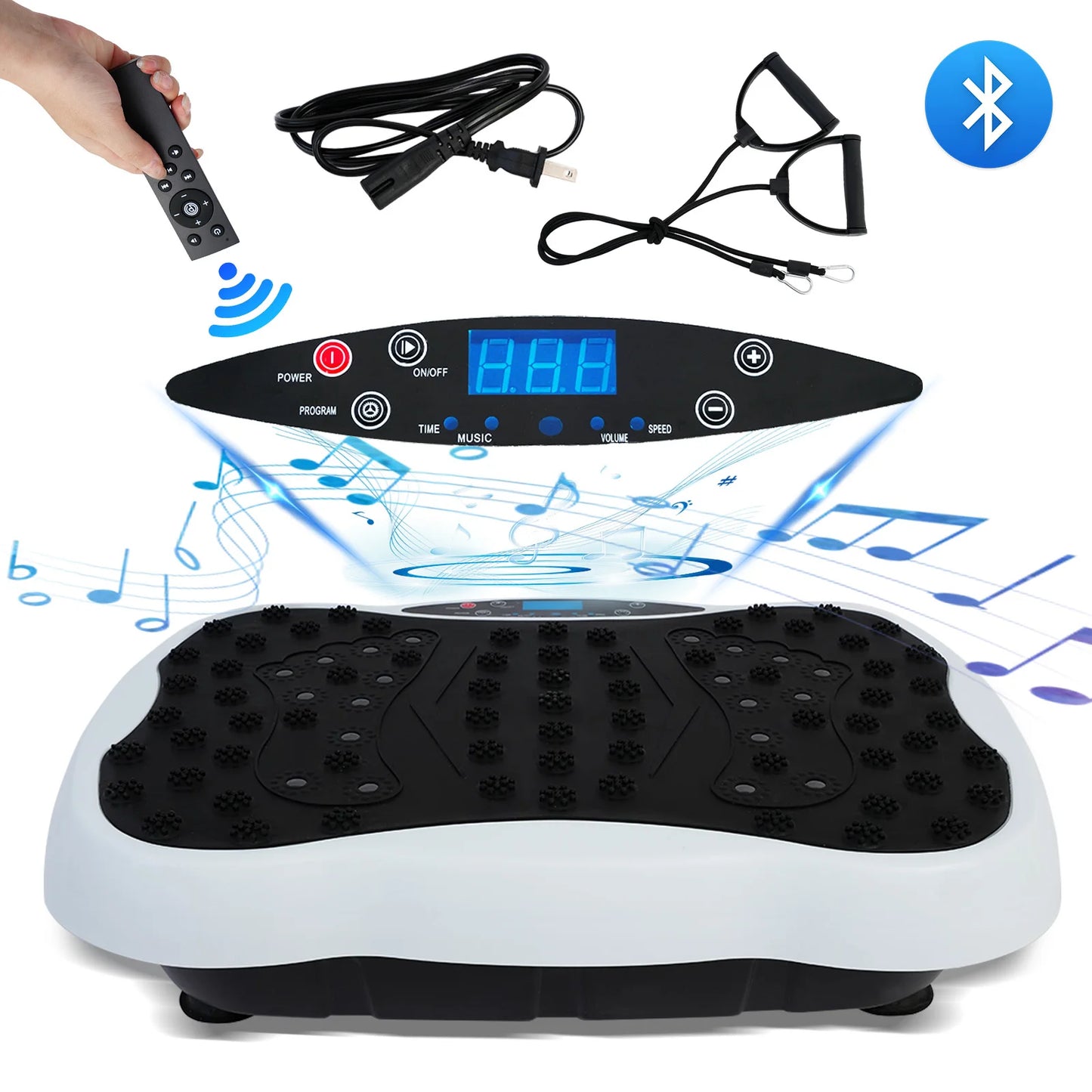 Full-Body Vibration Plate, Exercise Equipment Workout 330lbs, with Resistance Bands Remote Control