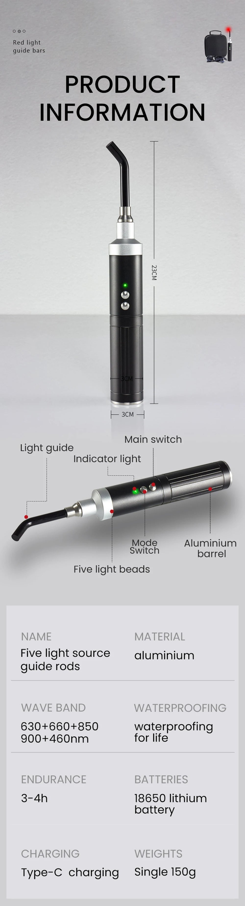 Infrared Red Light Therapy, Lamp Cold Sore Treatment, Device for Nose, Ear, Hands, Joints, Knee, Feet, and Body Pain Relief.