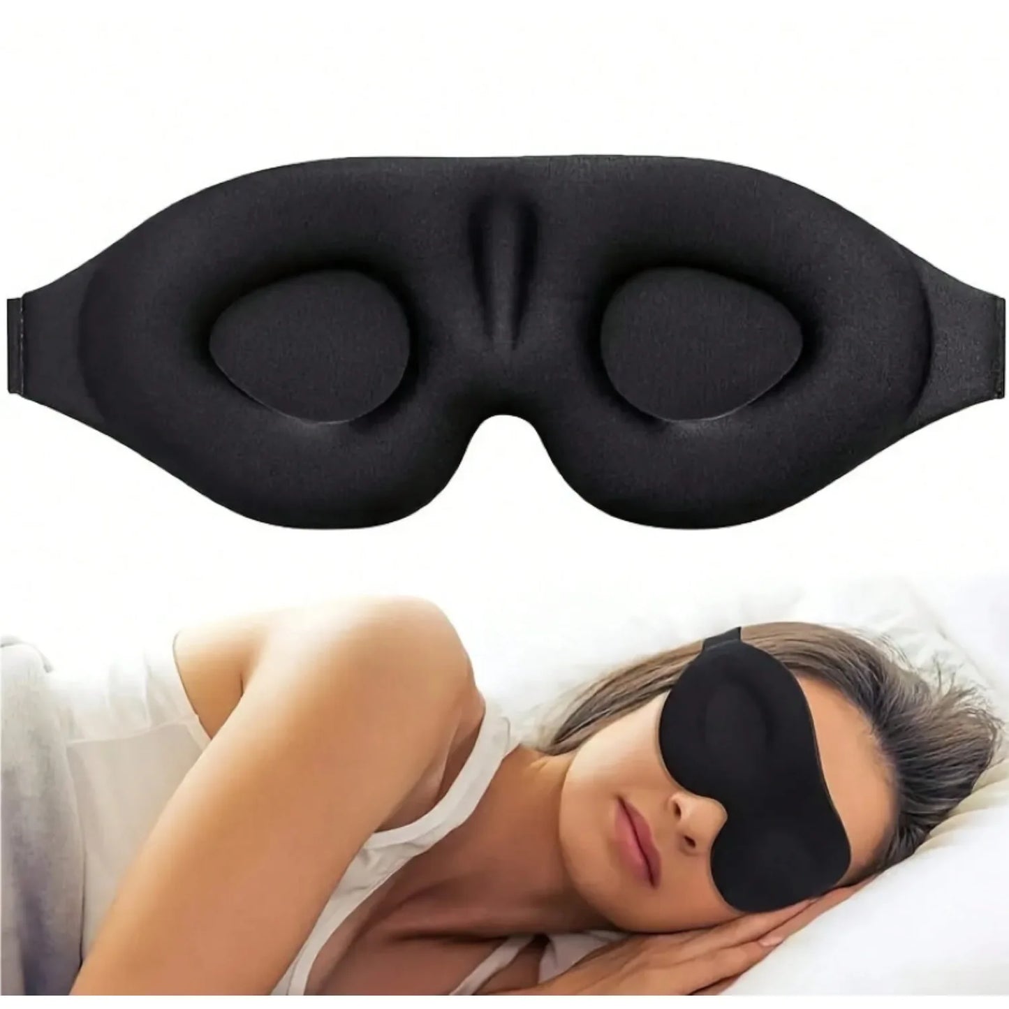3D foam eye mask, unisex, simple light-blocking, with a nose pad, suitable for sleep, relieving eye fatigue.