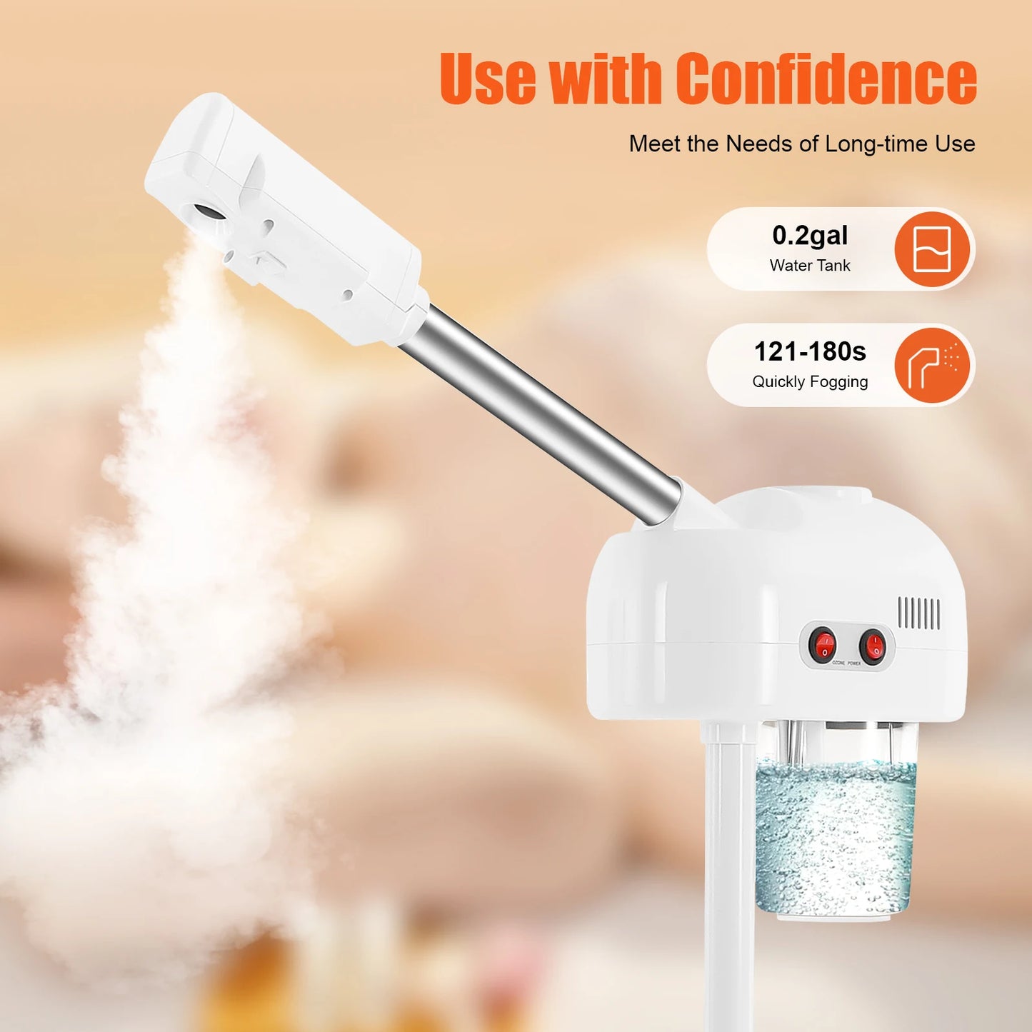 Facial Steamer, Height Adjustable Sprayer, 360° Rotatable, Movable Skin Care Equipment