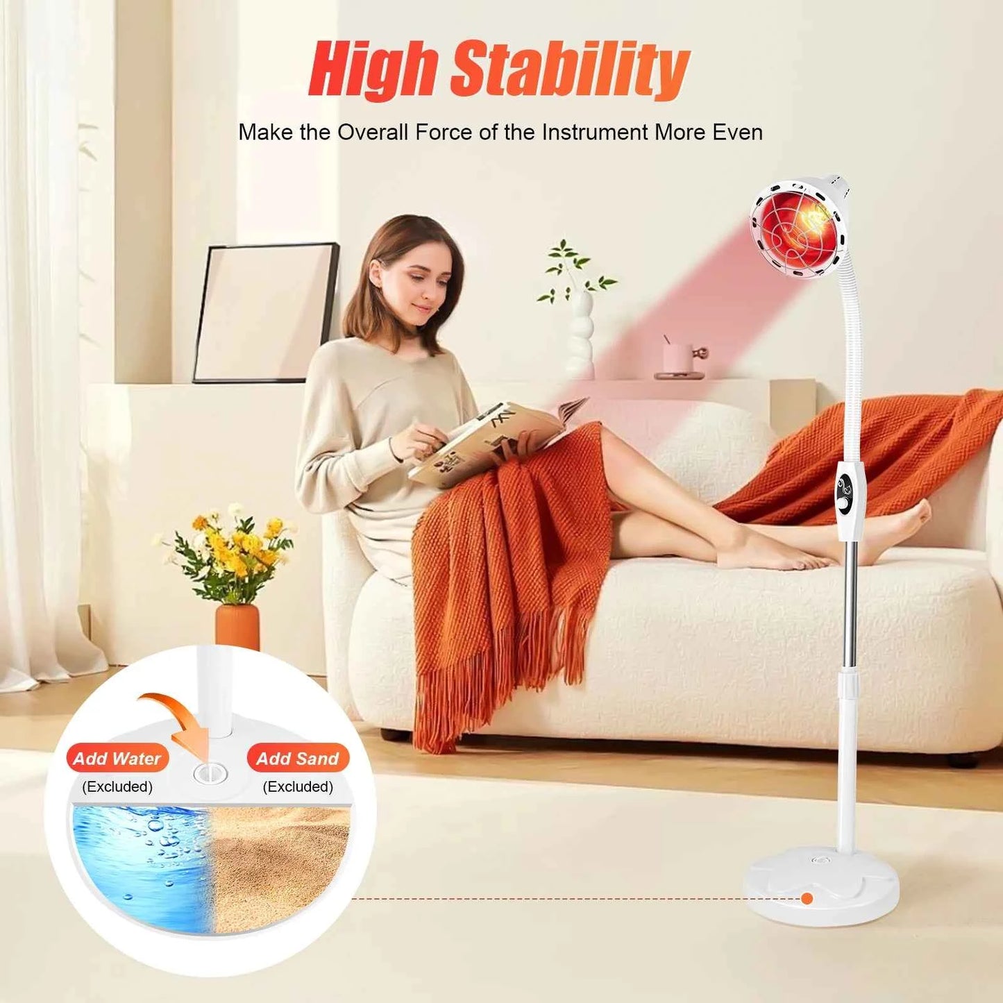Adjustable Infrared Heat Lamp, for Muscle & Joint Pain Relief, 360° Rotatable Infrared Baking Light, 0-115℃ Temp Control