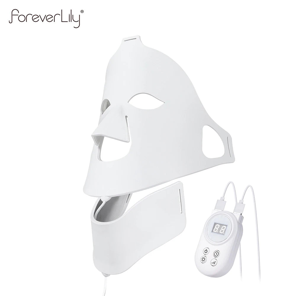 3D Flexible Silicone Facial Beauty Mask, Red Light Face & Neck, Wireless Use