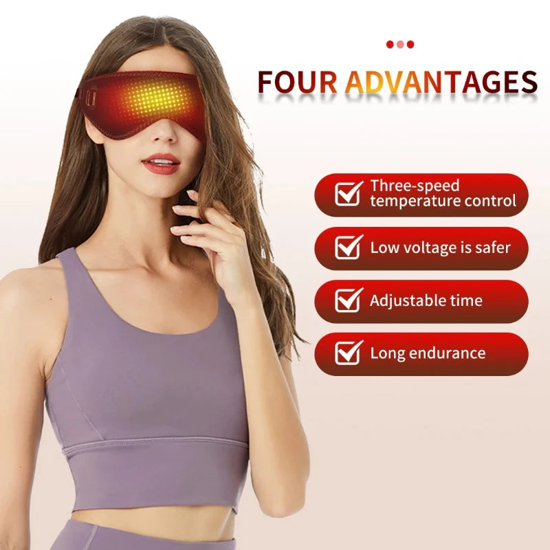 Heated Eye Mask, for Dry Eyes, and Dark Circles, 3 Heat Levels