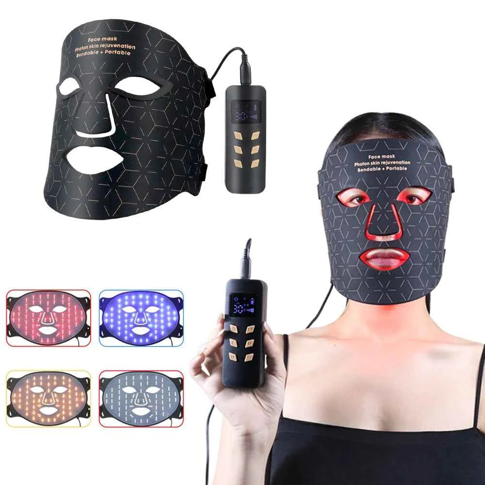 Red Light Face Mask, 460nm 630nm 590nm 850 nm Led Light Infrared Beauty Mask, at-Home use and Travel