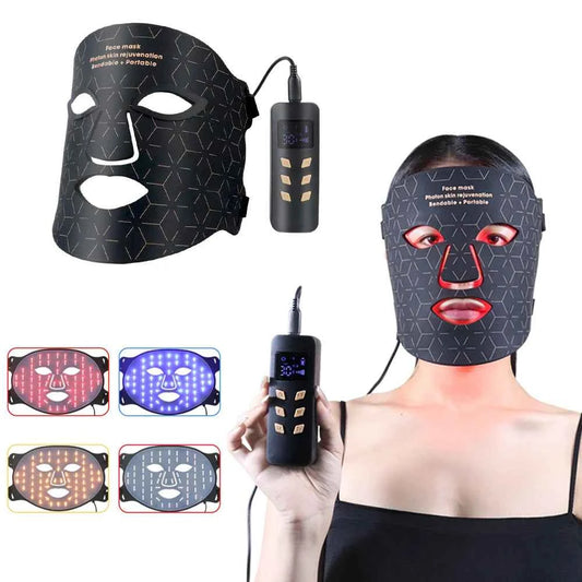 Red Light Face Mask, 460nm 630nm 590nm 850 nm Led Light Infrared Beauty Mask, at-Home use and Travel