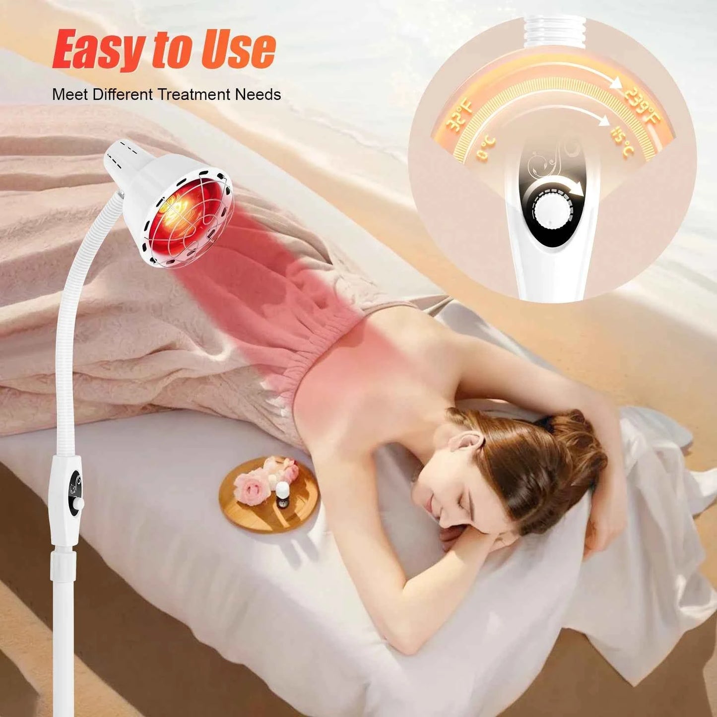 Adjustable Infrared Heat Lamp, for Muscle & Joint Pain Relief, 360° Rotatable Infrared Baking Light, 0-115℃ Temp Control