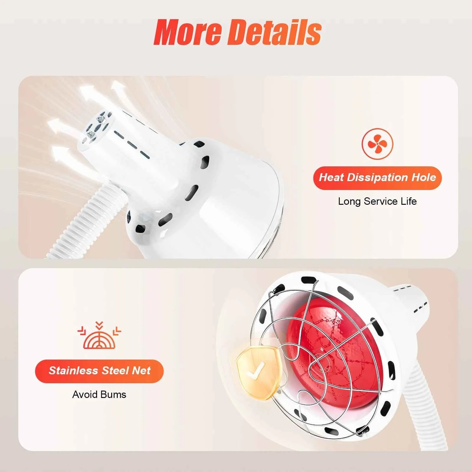 Adjustable Infrared Heat Lamp, for Muscle & Joint Pain Relief, 360° Rotatable Infrared Baking Light, 0-115℃ Temp Control