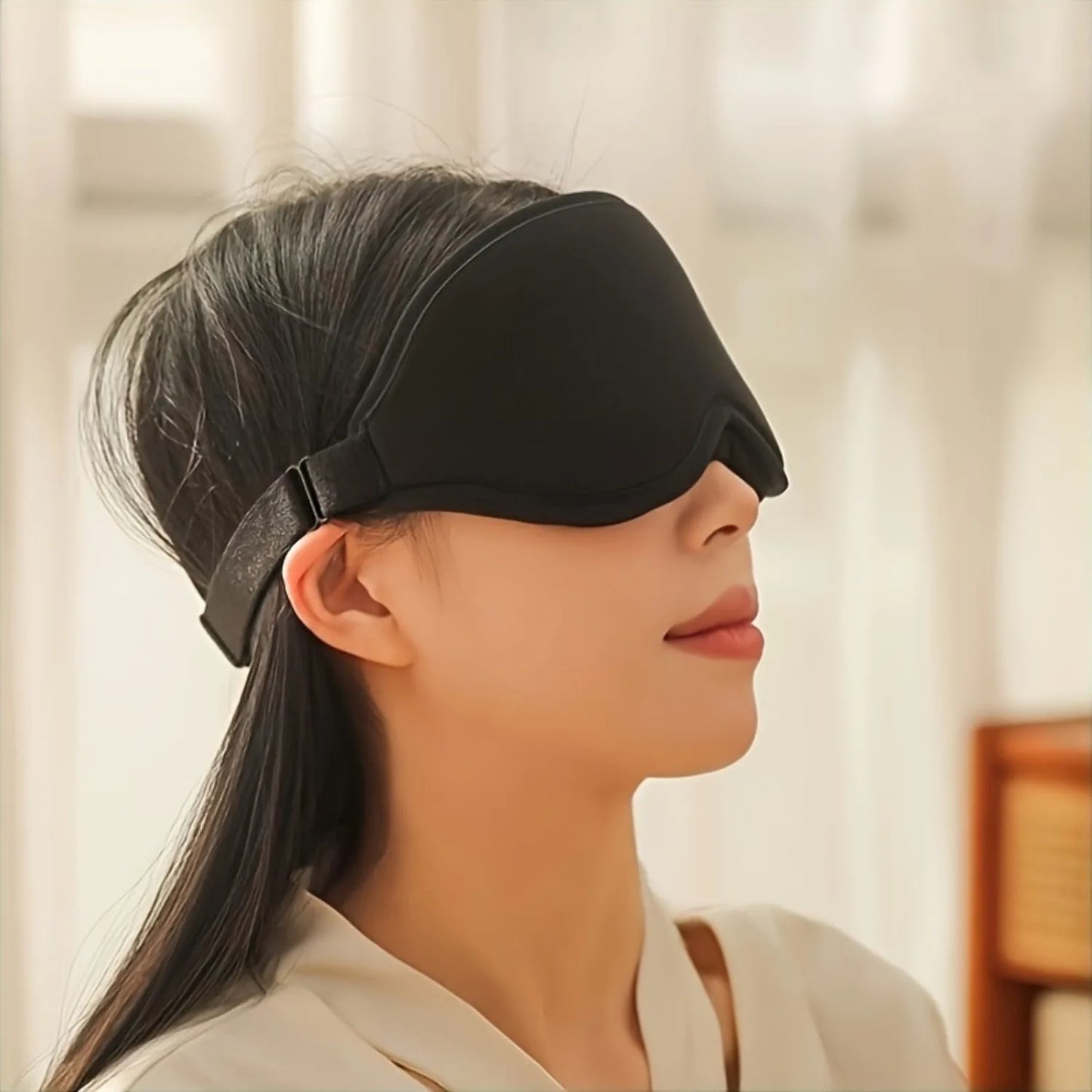 3D foam eye mask, unisex, simple light-blocking, with a nose pad, suitable for sleep, relieving eye fatigue.