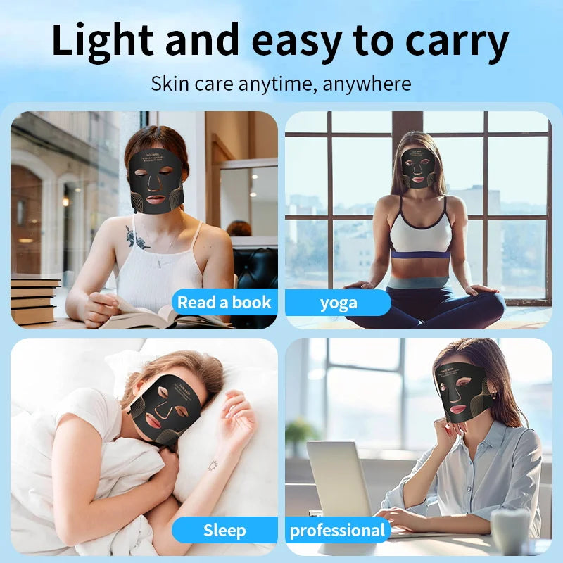 LED Face Mask/Neck Wireless, Portable Red Light Therapy for Anti-Aging, Wrinkles, Skin Rejuvenation,