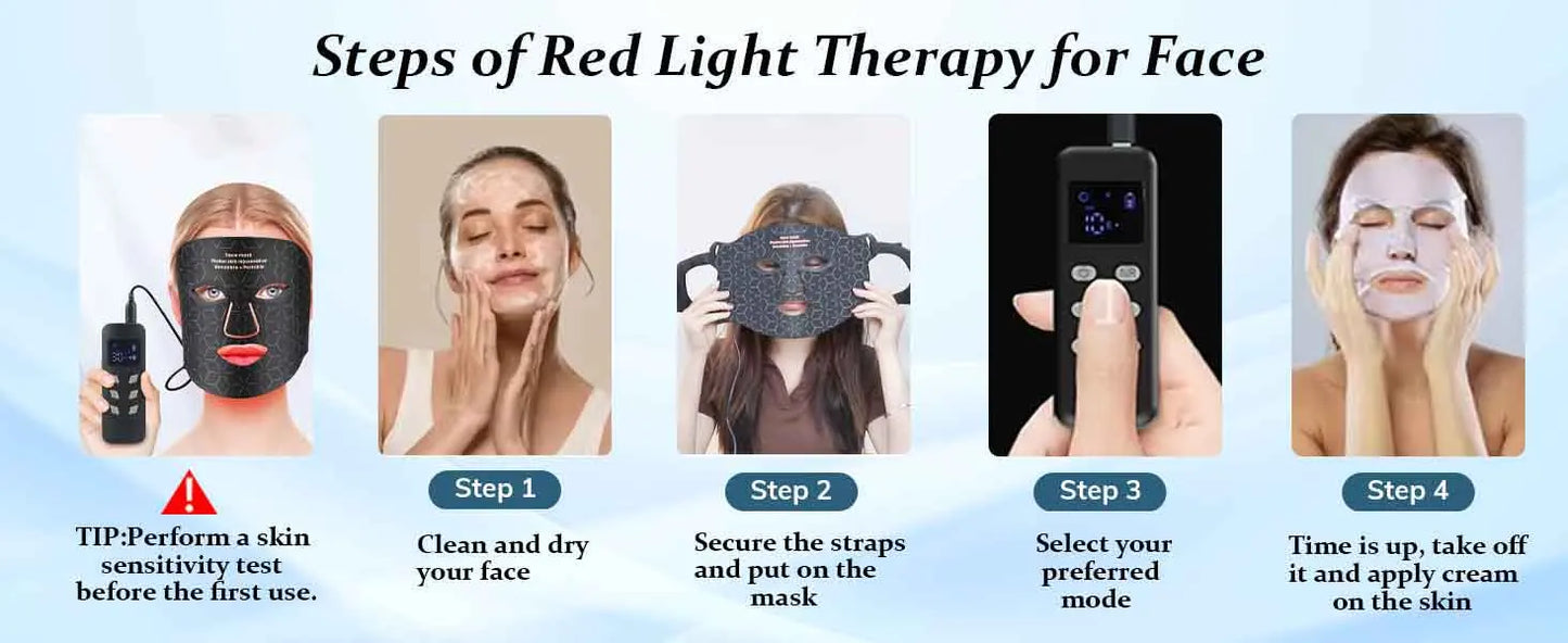 4 Modes Portable Led Face Mask, Light Therapy for Anti-Aging Wrinkles, Skin Rejuvenation,