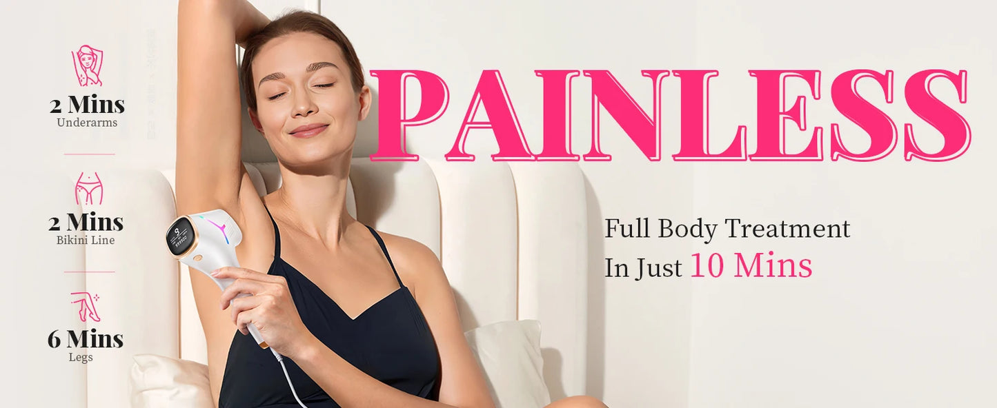 990000 Flashes Laser Hair Removal, UNISEX, Hair Removal, Body, Bikini, and Facial Areas, Painless, Permanent Hair Removal