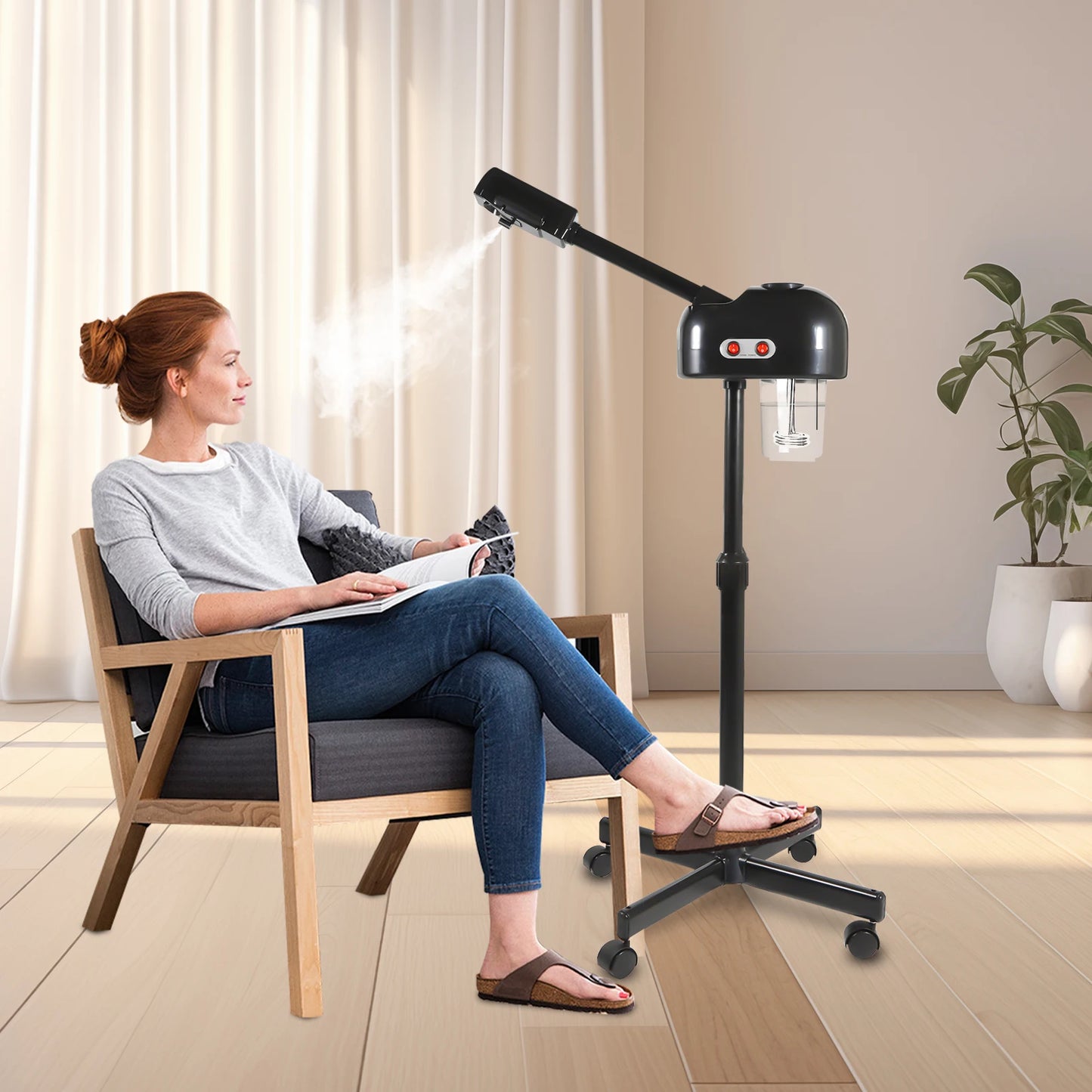 Facial Steamer, Height Adjustable Sprayer, 360° Rotatable, Movable Skin Care Equipment