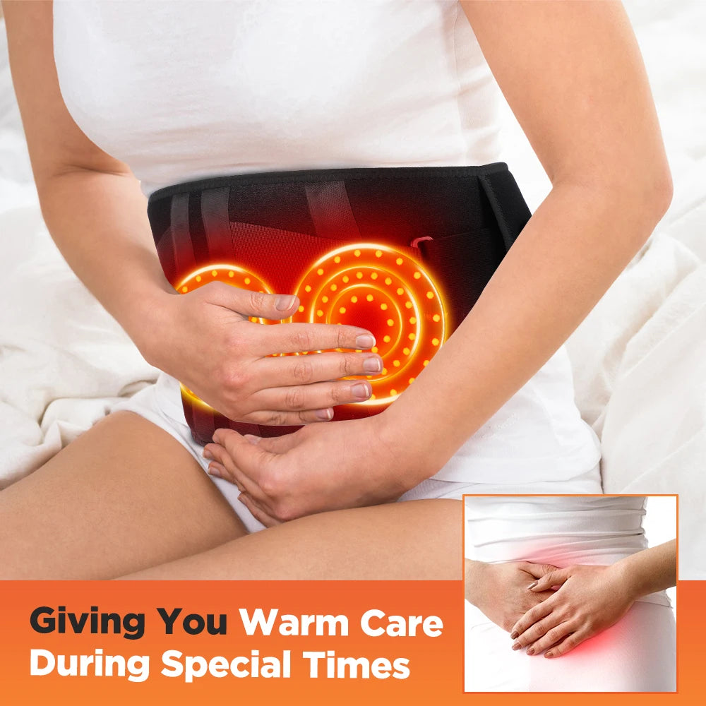Heating Vibration Massager Belt, Red Light Hot Compress, Waist Support Brace with Massage,