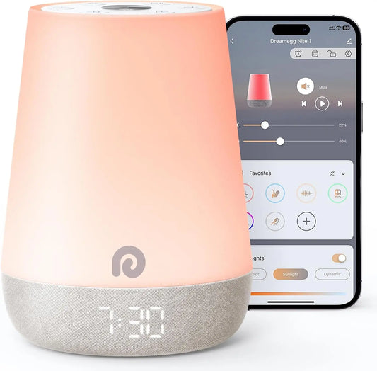 Sound Machine for Babies with Night Light, Alarm Clock, 34 Soothing Sounds, Sleep Trainer, App Control, White Noise
